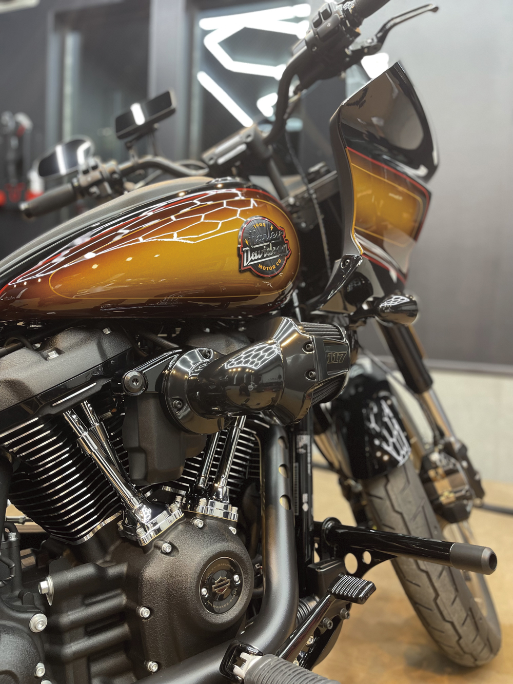 ハーレーダビッドソンに施されたガラスコーティング